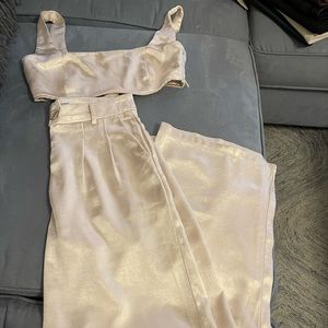 Princess Polly Satin Huxley set color Champagne. NWOT